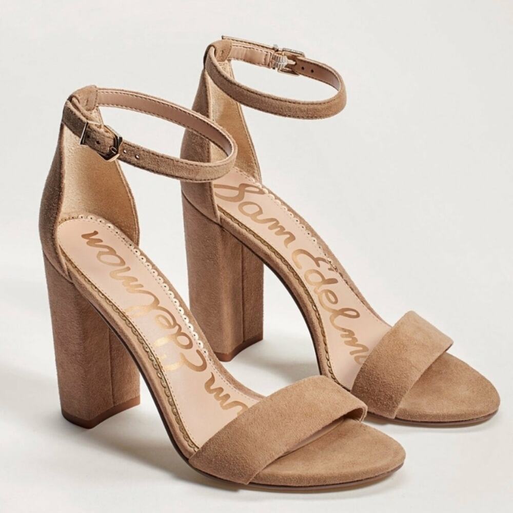 Sam Edelman Yaro Block Heel Sandal in Oatmeal Suede